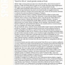 Sport for Africa: lunedì grande serata ai Rozzi